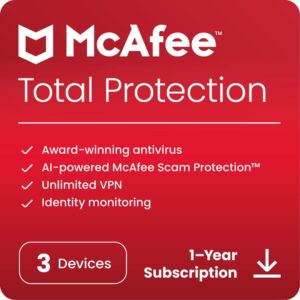 McAfee Total Protection 2024 | 3 Device | Cybersecurity Software Includes Antivirus