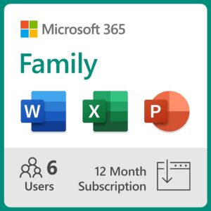 Microsoft 365 Family | 12-Month Subscription, Up to 6 People | Word, Excel, PowerPoint | 1TB OneDrive Cloud Storage | PC/MAC Instant Download | Activation Required Microsoft 365 Family | 12-Month Subscription, Up to 6 People | Word, Excel, PowerPoint | 1TB OneDrive Cloud Storage | PC/MAC Instant Download | Activation Required