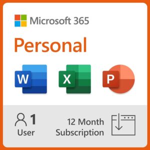 Microsoft 365 Personal | 12-Month Subscription, 1 person | Word, Excel, PowerPoint | 1TB OneDrive cloud storage | PC/Mac Instant Download | Activation Required Microsoft 365 Personal | 12-Month Subscription, 1 person | Word, Excel, PowerPoint | 1TB OneDrive cloud storage | PC/Mac Instant Download | Activation Required