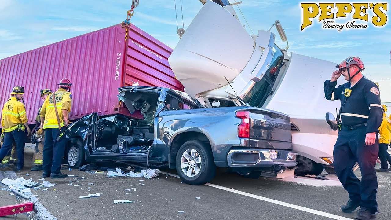 Firefighters Rescue Driver TRAPPED Under a Container!