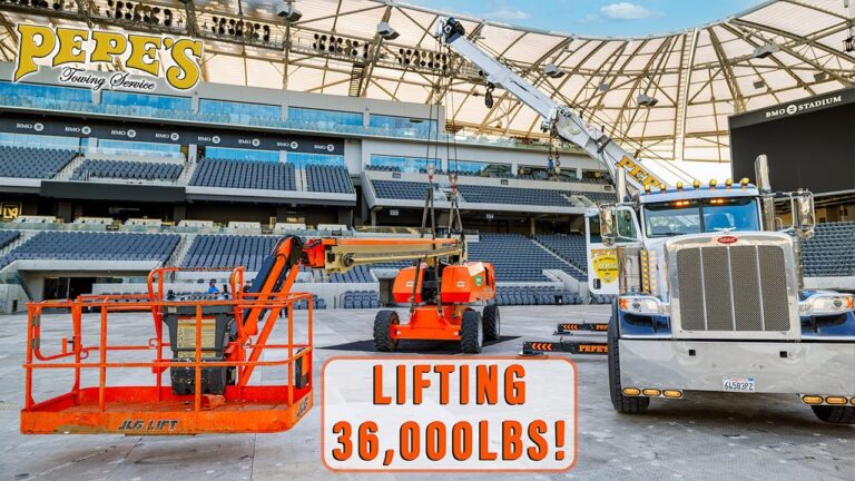 Lifting a Broken Down Telehandler Inside BMO Stadium