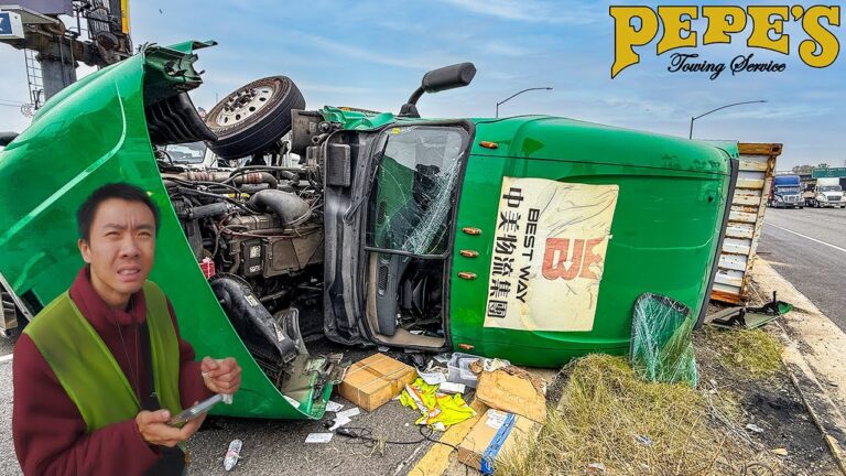 Driver Flips Container Merging Onto Freeway Driver Flips Container Merging Onto Freeway