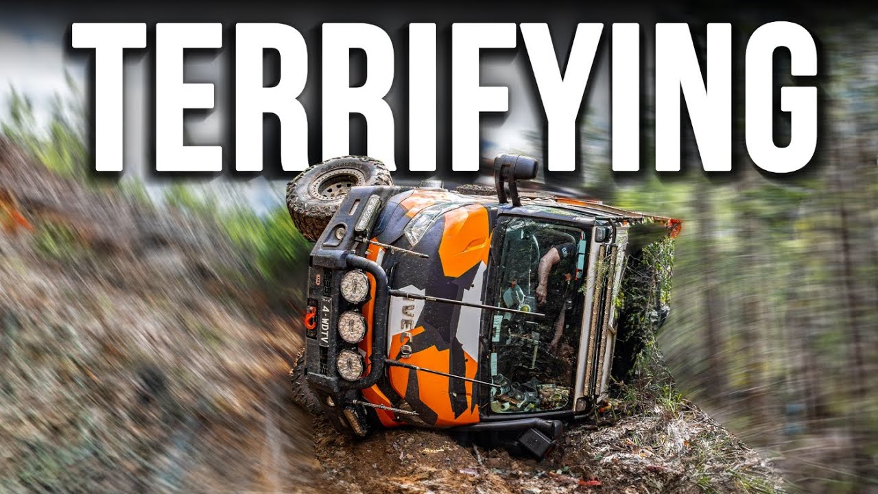 Truck Rollover on Rocky WET tracks… Will it SURVIVE?