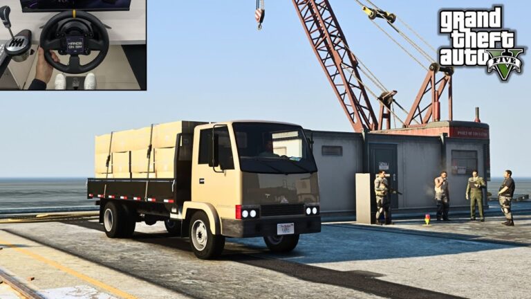 GTA 5 – Driving Truck to Military Base in GTA 5 | Steering Wheel Gameplay