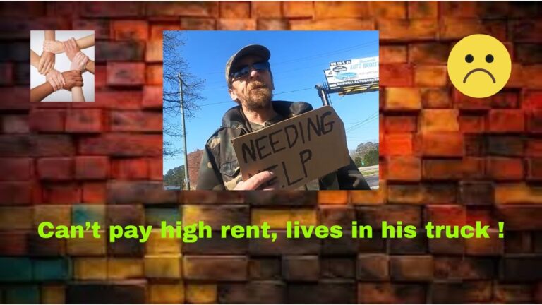 Man lives in Truck, due to inflated rent.