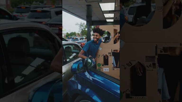 Unbelievable Drive-Thru Transformation! Giant Cardboard Fort Challenge! 🚗🏰 #Shorts