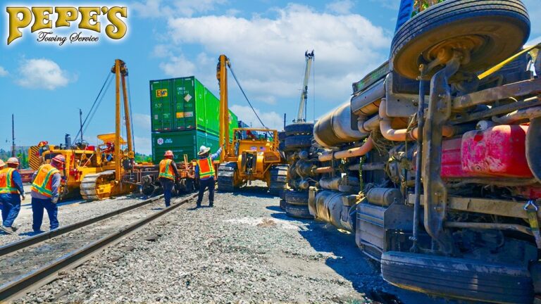 Train Derails After Hitting Semi Parked on Tracks (Full Recovery)